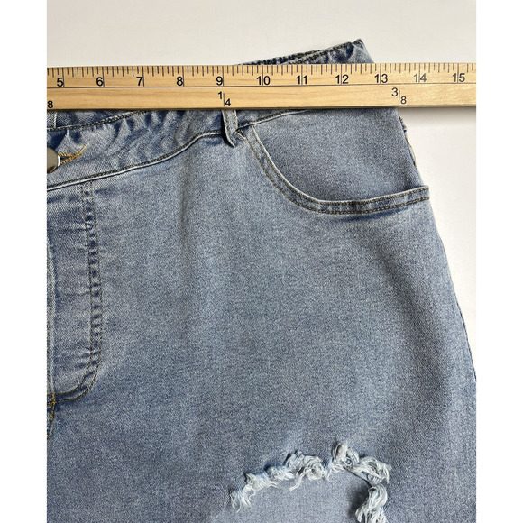 Queen Maria Asymmetric Denim Jean Skirt Size Small Raw Hem Festival Western - Picture 5 of 10